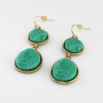 Turquoise Duo Oval Druzy Stone Drop Earrings